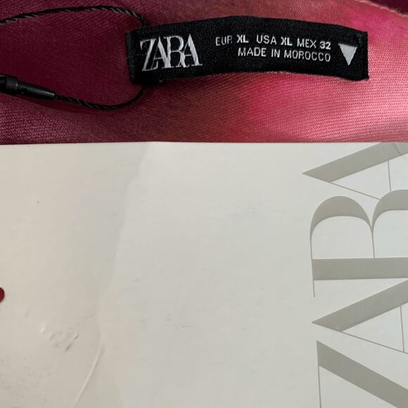 ZARA Pink Orange Criss Cross Open Back Slip Dress Fuchsia Orange Abstract Maxi - Picture 10 of 13